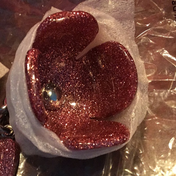 RARE COACH RESIN GLITTER TEA ROSE KEYCHAIN FOB - Picture 3 of 5